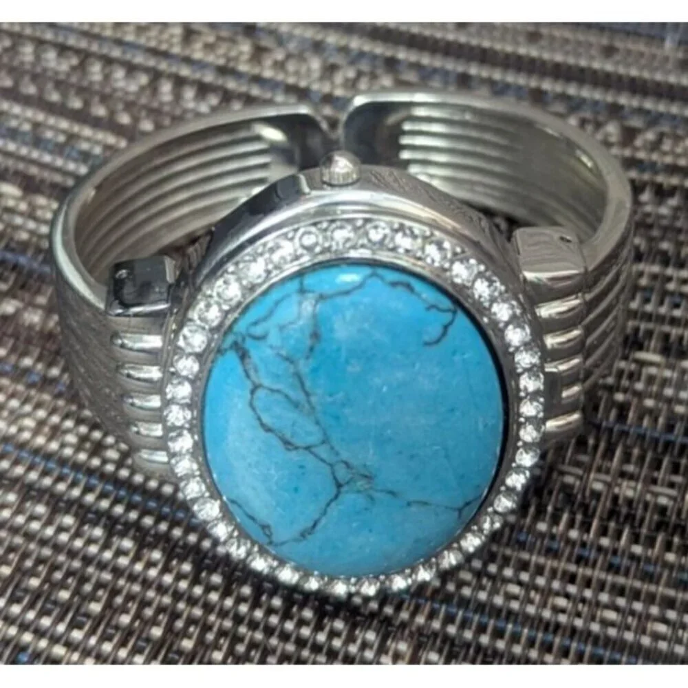 Turquoise Gemstone Vibrant Watch Bracelet & Necklace 3PC Set - Picture 2 of 5